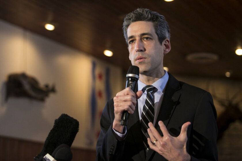 State Sen. Daniel Biss speaks before the Cook County Democratic Party. | Ashlee Rezin/Sun-Times
