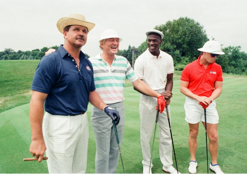 Mike Ditka, Hawk Harrelson, Michael Jordan and Jim McMahon — one heck of a foursome.