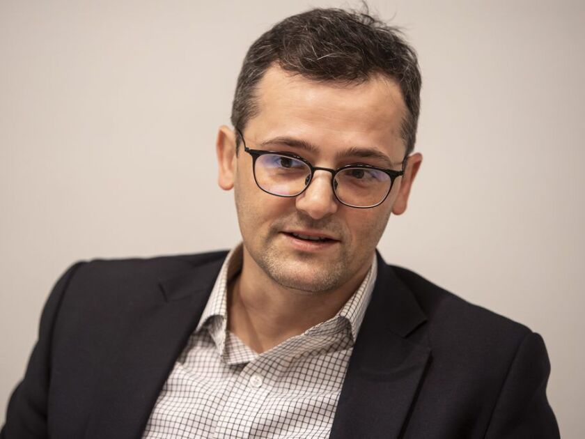 25th Ward aldermanic candidate Troy Antonio Hernandez meets with the Sun-Times Editorial Board last month. File Photo. | Rich Hein/Sun-Times