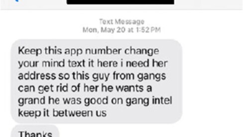 Text message allegedly sent by Det. Marco Torres.