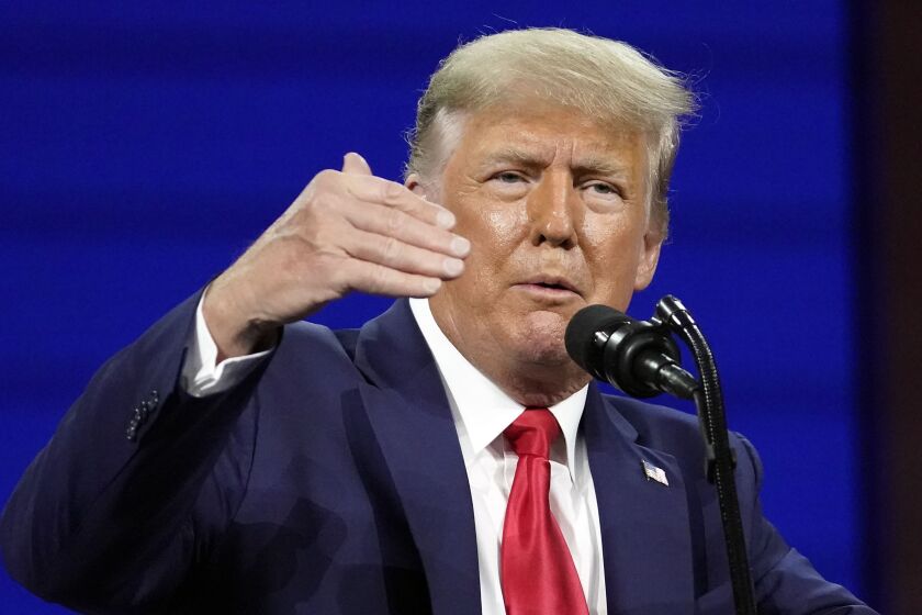 Former president Donald Trump speaks at the Conservative Political Action Conference (CPAC) in Orlando, Fla., last year.