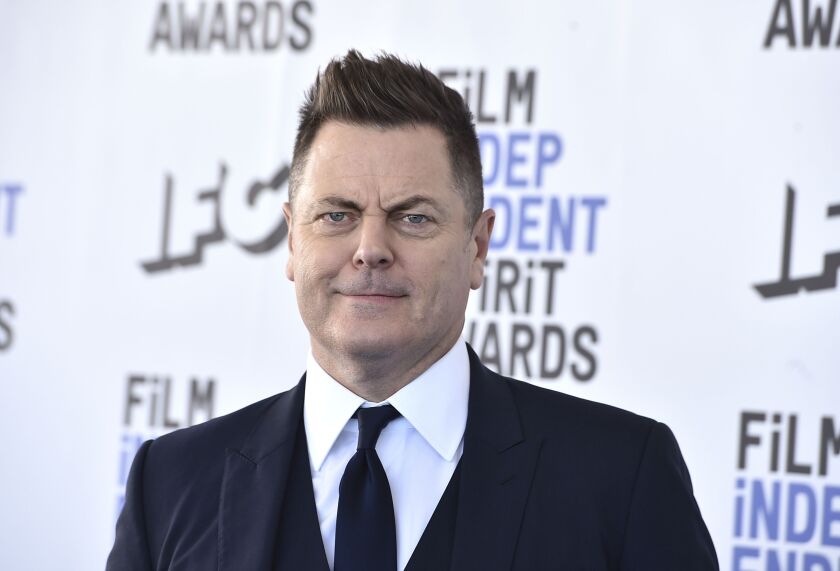 Nick Offerman, who is the keynote speaker for the Illinois Conservation Foundation's Outdoor Illinois Hall of Fame Gala, arrives at the 37th Film Independent Spirit Awards on Sunday, March 6, 2022 in Santa Monica, California. (Photo by Jordan Strauss/Invision/AP) XMIT ORG: CAAK167