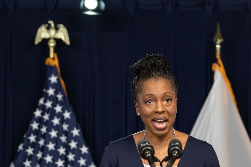 Illinois Department of Public Health Director Dr. Ngozi Ezike speaks during a news conference at the James R. Thompson Center in the Loop, Thursday afternoon.