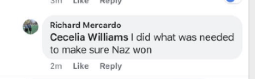 One of Mercado’s Facebook posts cited in the lawsuit.