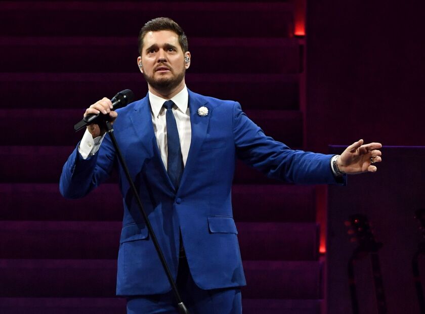 Singer/songwriter Michael Buble performs at T-Mobile Arena on March 30, 2019 in Las Vegas, Nevada.