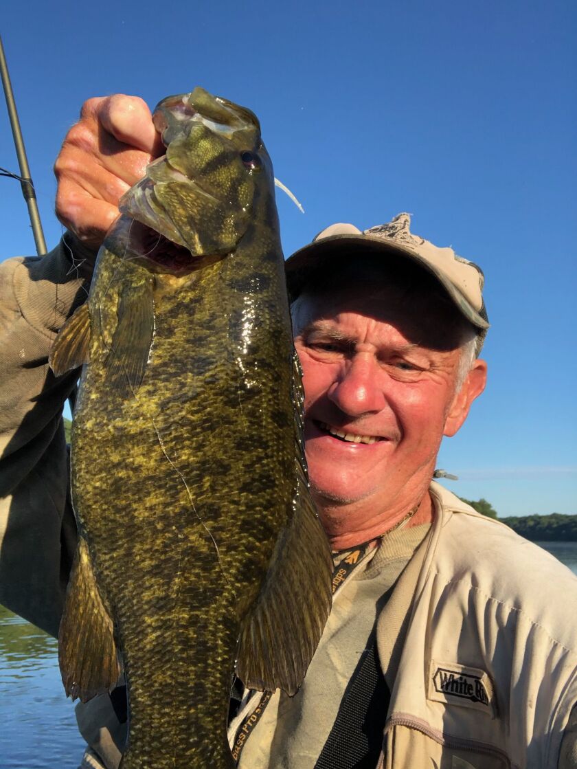 George Peters with his “Smallmouth of the Summer” from the Kankakee River. Provided photo