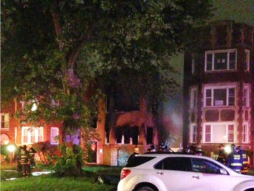 The Chicago Fire Department worked on a fire at a vacant building Saturday in the 8200 block of South Indiana. Chicago Fire Media