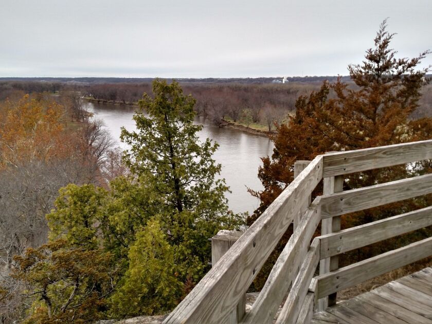 Looking downriver at Plum Island from Starved Rock at Starved Rock State Park.