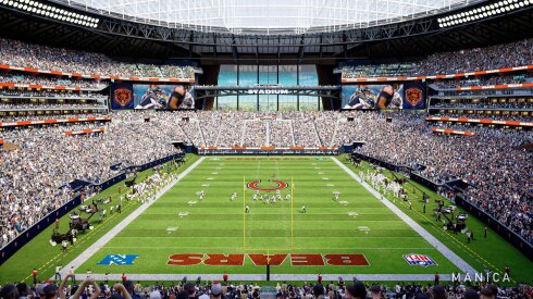Rendering of the proposed Bears stadium in Arlington Heights.