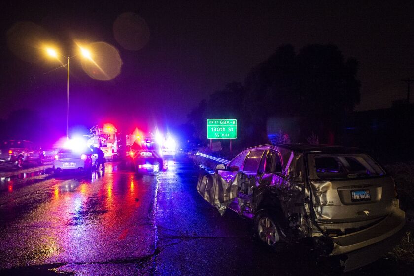 Illinois State Police and Illinois Department of Transportation respond to a multi-vehicle accident, Tuesday morning on the Bishop Ford near 130th Street. | Tyler LaRiviere/Sun-Times
