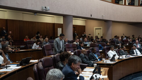 Ald. Byron Sigcho Lopez (25th) speaks during a City Council meeting at City Hall in the Loop, Wednesday, July 15, 2025.