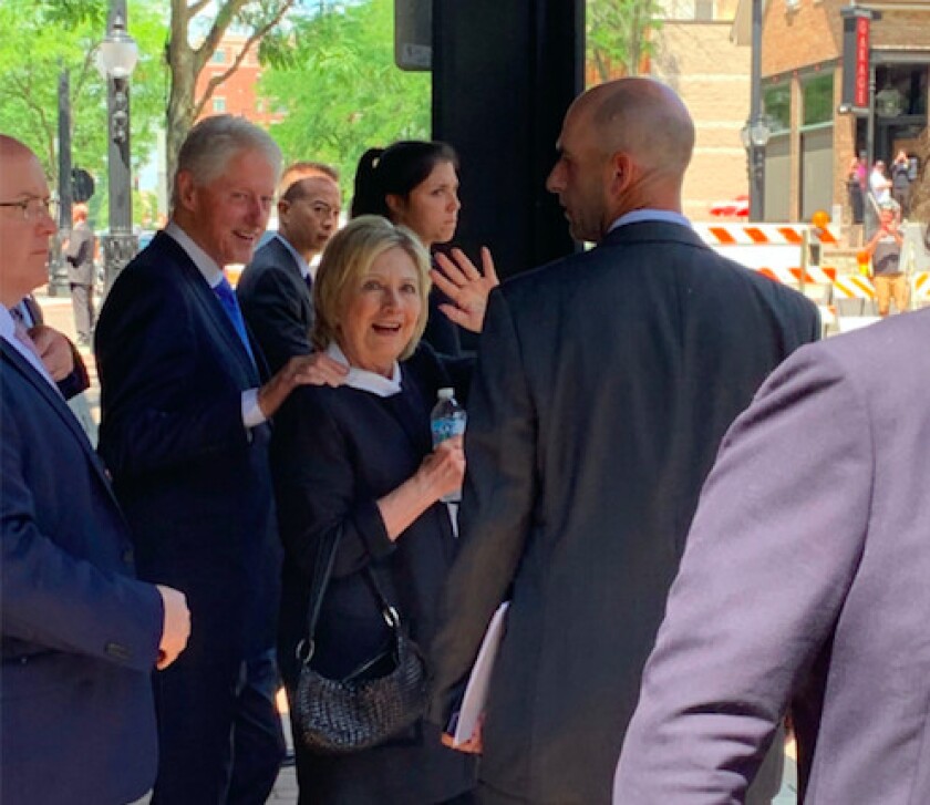 Former President Bill Clinton and Secretary of State Hillary Clinton Saturday in Arlington Heights.