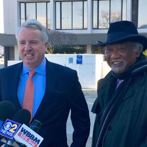 Chris Kennedy, who is seeking the Democratic nomination for governor, joined U.S. Rep. Danny Davis outside Mount Sinai Medical Center, where Davis announced he plans to introduce legislation aimed at increasing taxes on the purchase of guns and ammunition