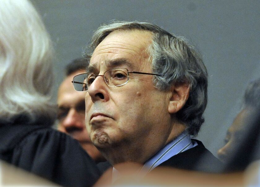 Judge Michael Toomin attends the induction ceremony for newly elected Cook County circuit judges at the Thompson Center in 2012.