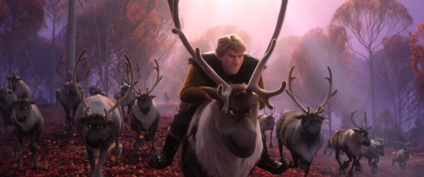 A busy Kristoff (voice of Jonathan Groff) just can’t seem to find the right moment to pop the question to Anna in “Frozen 2.”
