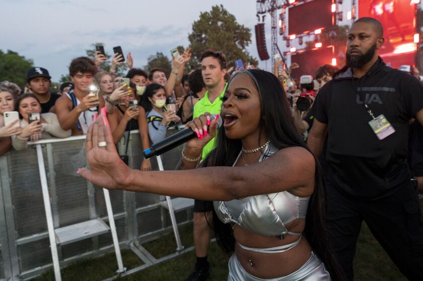 City Girls performs on day two of the Summer Smash Festival.