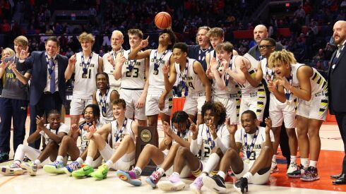Yorkville Christian celebrates after winning the Class 1A state title on Saturday in Champaign.