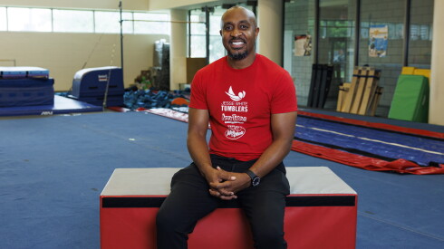 Jessie White Tumblers Head Coach Emmanuel McGhee Sr. at the Jesse White Community Center, 412 W. Chicago Ave. in River North, Wednesday, Aug. 12, 2026.