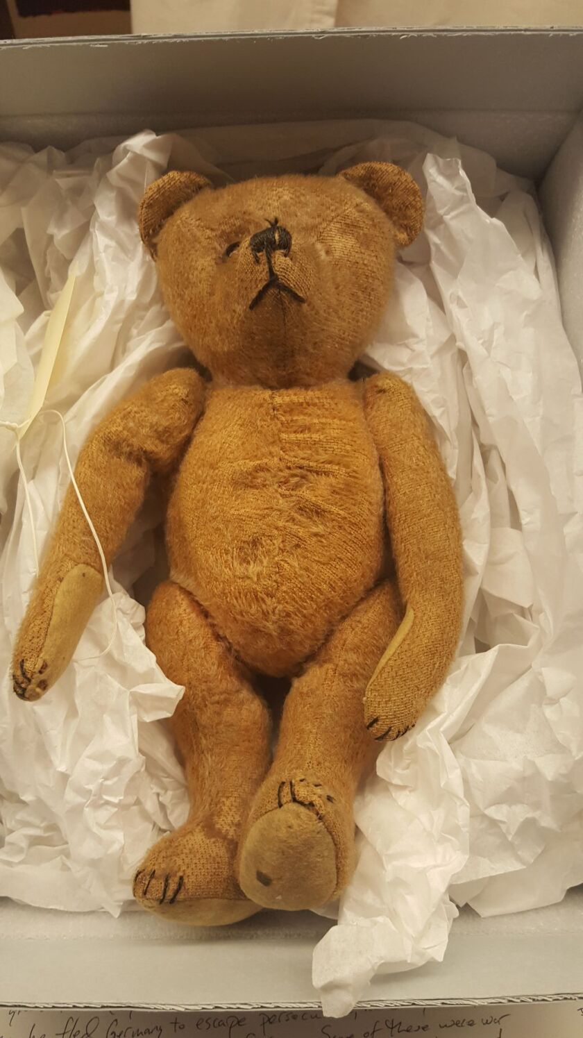 A teddy bear is one of the many artifacts included in a new exhibit by photographer Jim Lommasson titled “Stories of Survival: Object, Image, Memory,” at the Illinois Holocaust Museum and Education Center. | Miriam Di Nunzio/Sun-Times