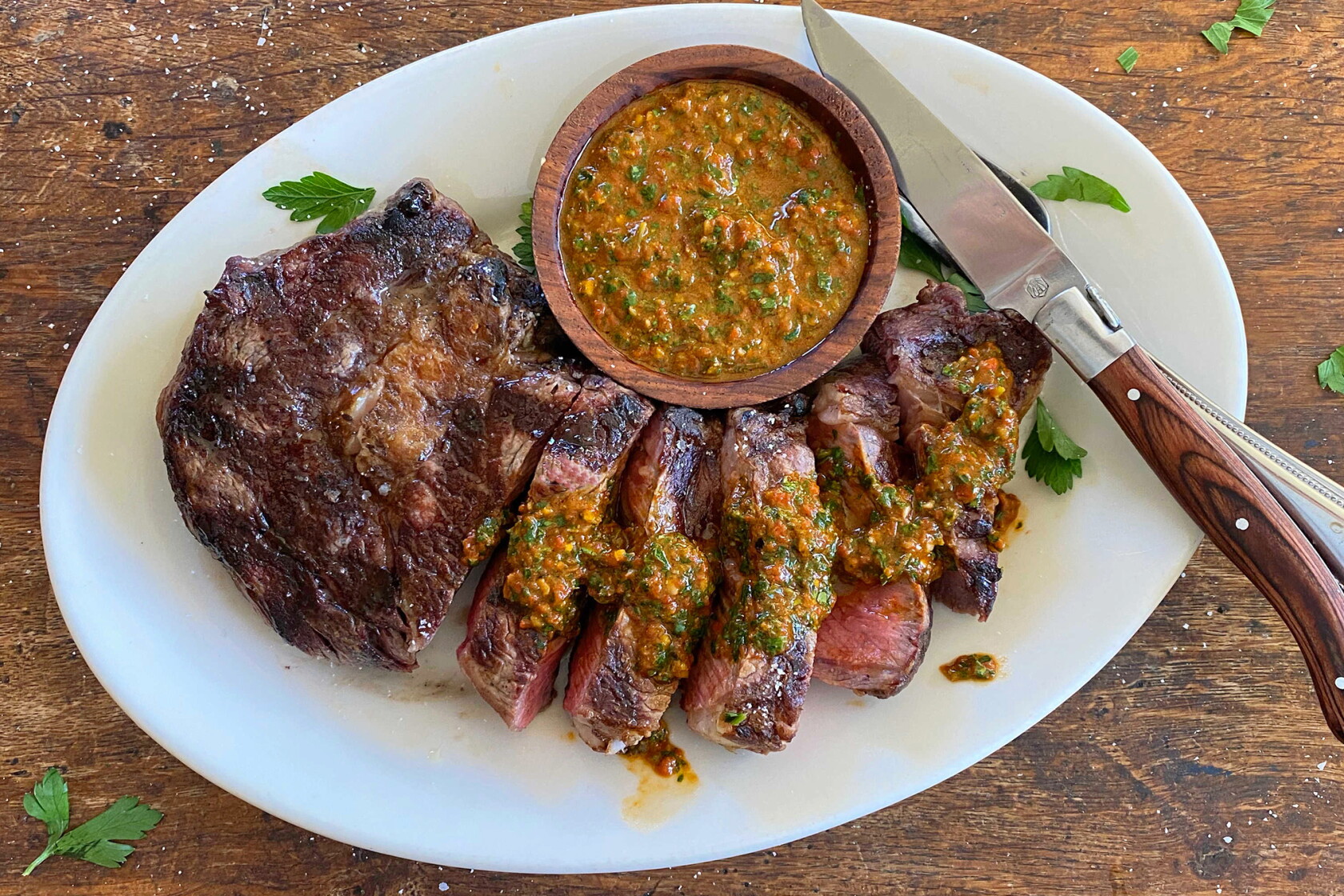 Query Form Web Form Roasted red pepper chermoula sauce lets rib-eye steaks shine in purest ...