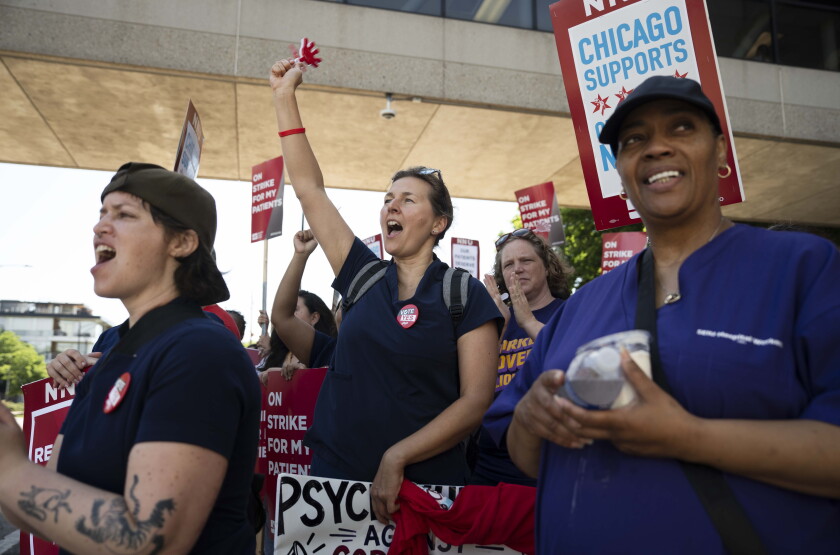 St. Mary's nurses and nurses outside the hospital during Thursday's one day strike.