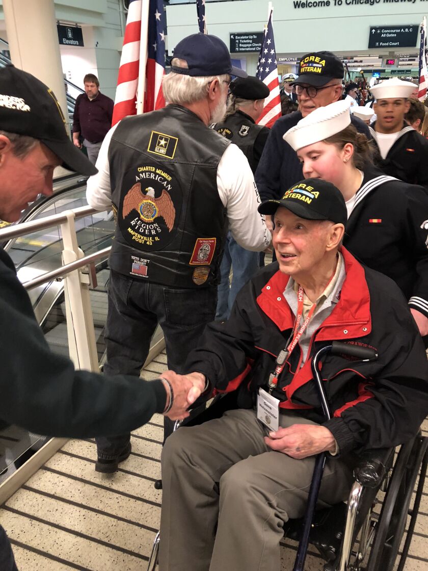 Each of the men were deployed in wheelchairs, so that upon arrival in Dulles two more guardians were assigned to bring the three men to the events of the day. | Provided photo