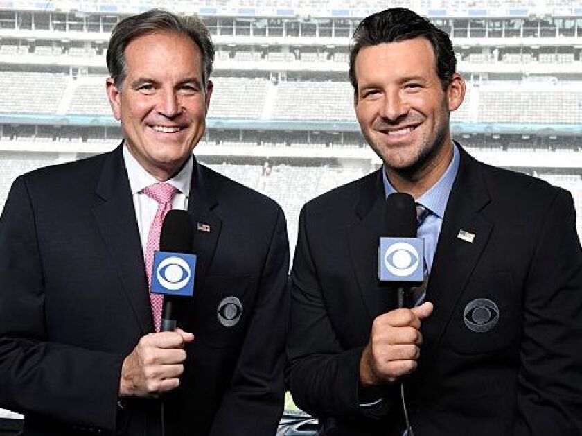 <em>Jim Nantz called Tony Romo “Romo-stradamus” for correctly predicting plays during the AFC Championship Game. CBS Sports</em>