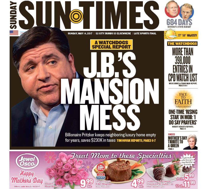 Click to read the May 14, 2017, Sun-Times investigation of the property tax breaks that then-Cook County Assessor Joseph Berrios gave Gov. J.B. Pritzker.