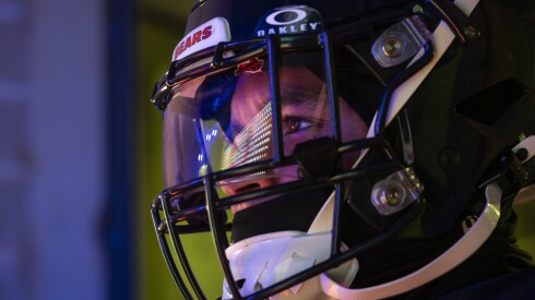 Chicago Bears defensive end Joe Tryon-Shoyinka #93 prepares to run onto the field for the New York Giants game Soldier Field, Sunday, Nov. 9, 2025. | Ashlee Rezin/Sun-Times