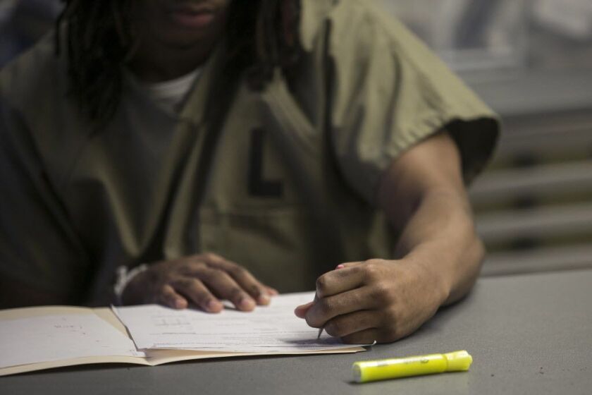 A student studies at York Alternative High School inside the Cook County Jail. | Ashlee Rezin / Sun-Times
