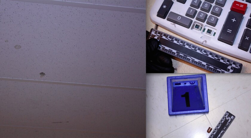 A bullet came through the ceiling of an office in Hammond, police said. | Hammond police