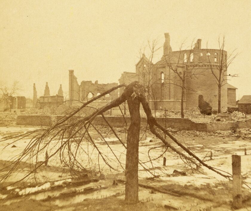 The ruins of St. Joseph Church after the Great Chicago Fire.