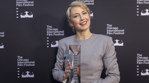 Actress Carrie Coon works the red carpet at Music Box Theatre, ahead of the screening of her new film, "The Liberation."