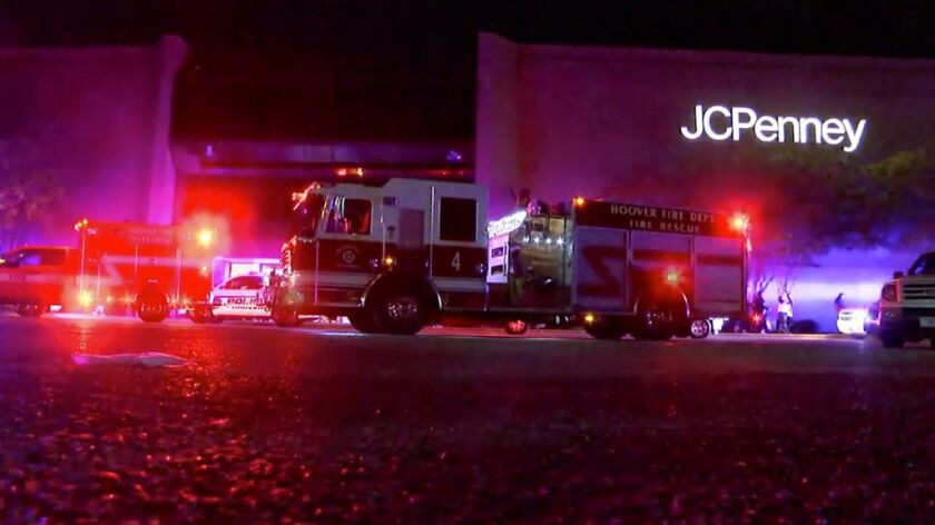 This Thursday, Nov. 22, 2018, image made from a video provided by ABC 33/40, authorities respond after reports of shots fired at the Riverchase Galleria in Hoover, a Birmingham, Ala., suburb. A man was shot and killed by police after a fight at the mall a