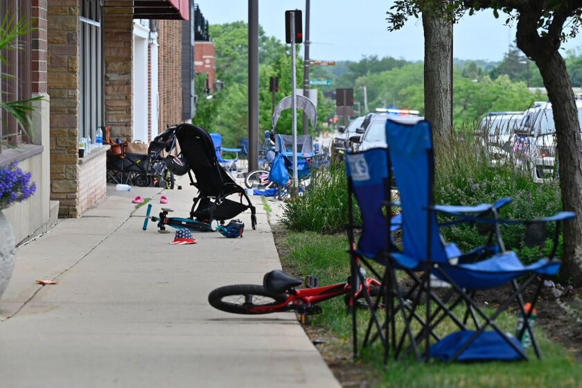 Downtown Highland Park after a mass shooting at the Fourth of July parade Monday, July 4, 2022.