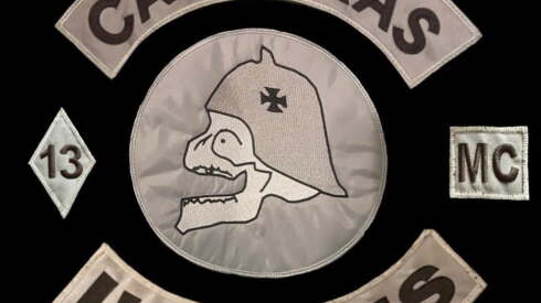 Emblems for the Calaveras Motorcycle Club, as shown online.