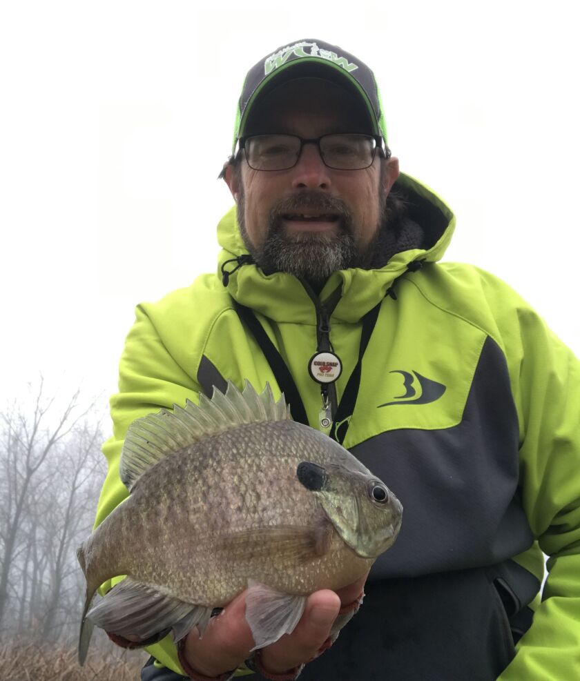 Ken “Husker” O’Malley holds a bluegill caught over the long Christmas weekend. Provided photo