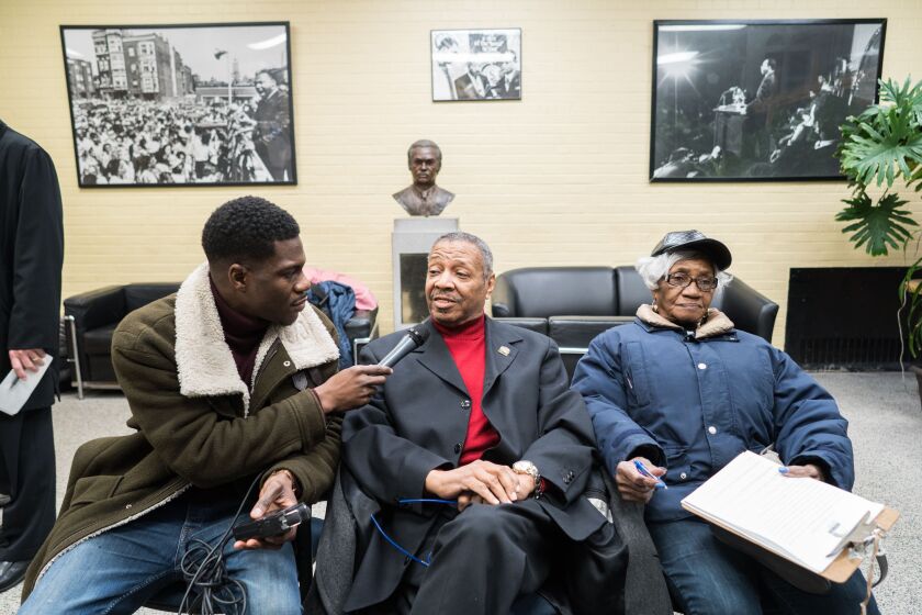 Royal Mickey Warren who is heading down to Memphis by bus for Wednesday’s 50th anniversary commemoration of Martin Luther King Jr.’s assassination on April 2, 2018. | Max Herman/For the Sun-Times