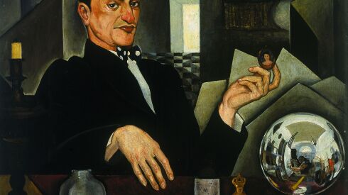 Roberto Montenegro,“Retrato de un anticuario o Retrato de Chucho Reyes y autorretrato,” 1926, oil on canvas, is featured in “The First Homosexuals: Global Depictions of a New Identity, 1869-1930,” at Wrightwood 659.