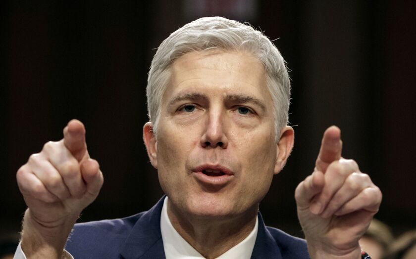 Neil Gorsuch on March 22 during his confirmation hearing. | AP