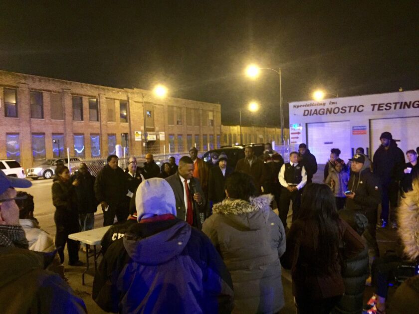 Glen Brooks of the Chicago Police Department urged residents to become more involved with community organizations, police and their elected leaders to help stem gun violence in the area nwhere 2-year-old Lavontay White and Lezarek Collins, 26, were killed
