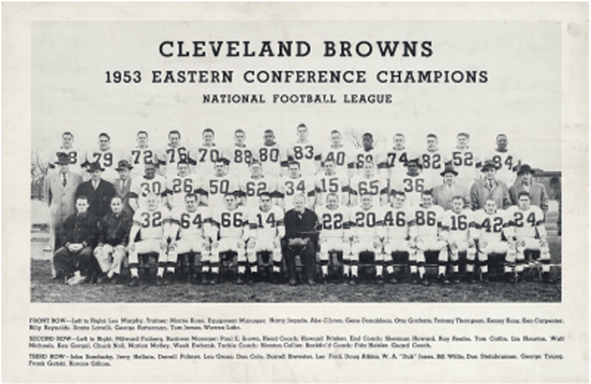 Sherman Howard, in the second row, fourth from left, during his days with the Cleveland Browns.