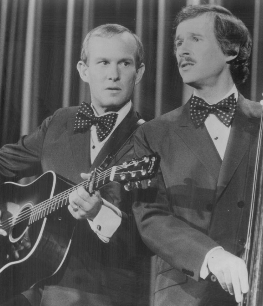 In this 1974 file photo, The Smothers Brothers (Tommy, left and Dick) were about to open for a week of songs and satire at the legendary Mister Kelly’s nightclub in Chicago. | SUN-TIMES FILE PHOTO