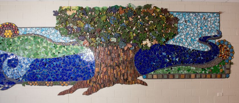 “Creekside Mosaic” inside Creekside Middle School was created over a number of years.