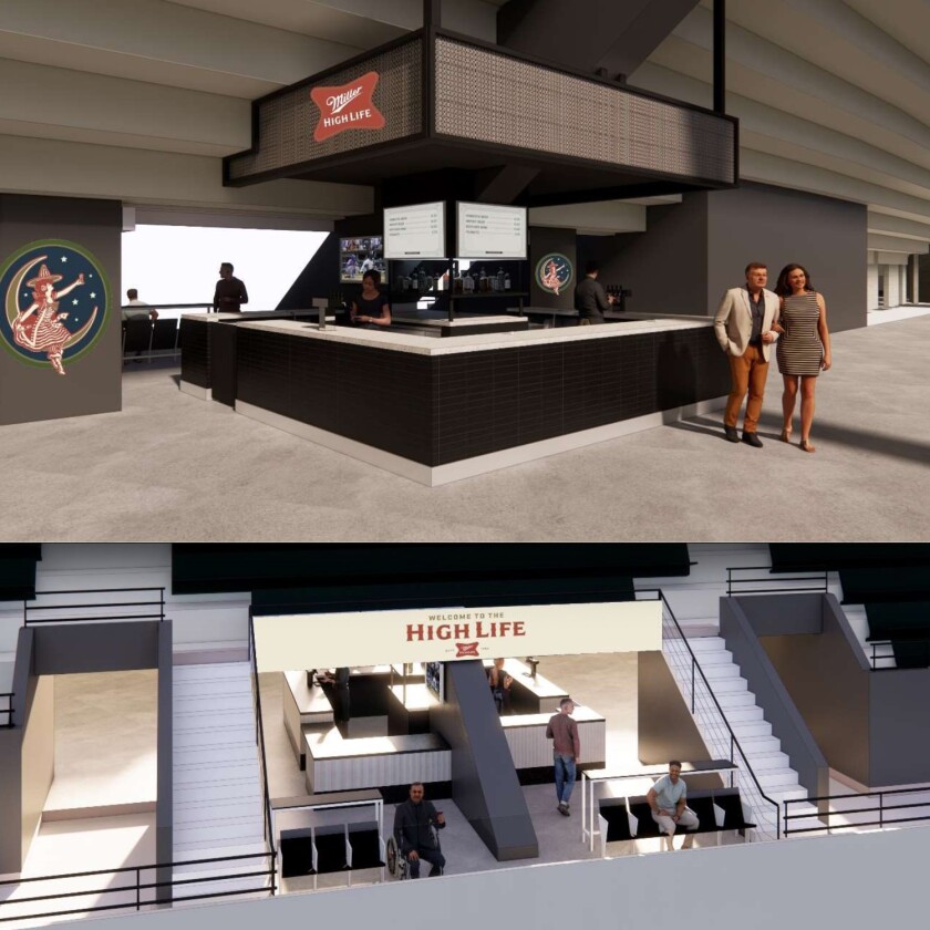 The initial plan for the View Bars included a shrouded bar and premium seating. The White Sox simplified the design of the bar to meet its budget.