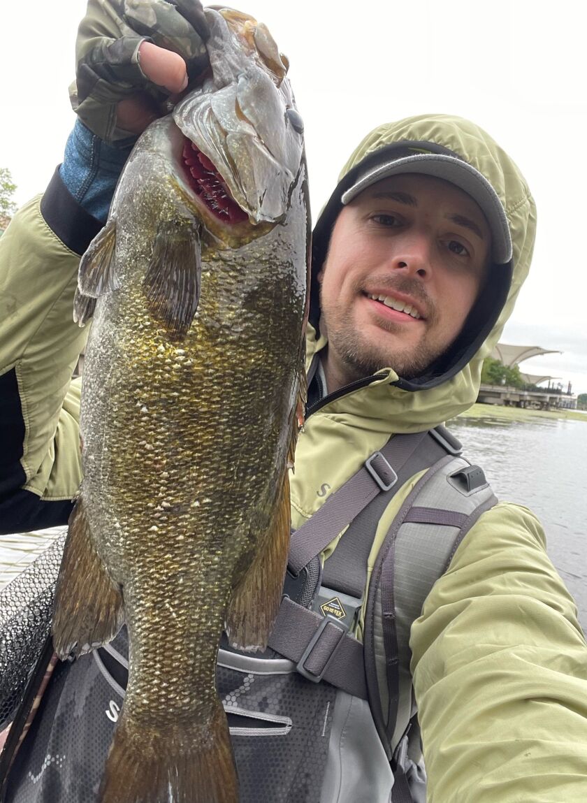 Vince Oppedisano with a good smallmouth bass from the Fox River. Provded photo