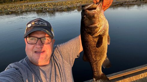 Gene Jarka with a largemouth bass from Hennepin-Hopper lakes at Dixon Waterfowl Refuge. Provided photo