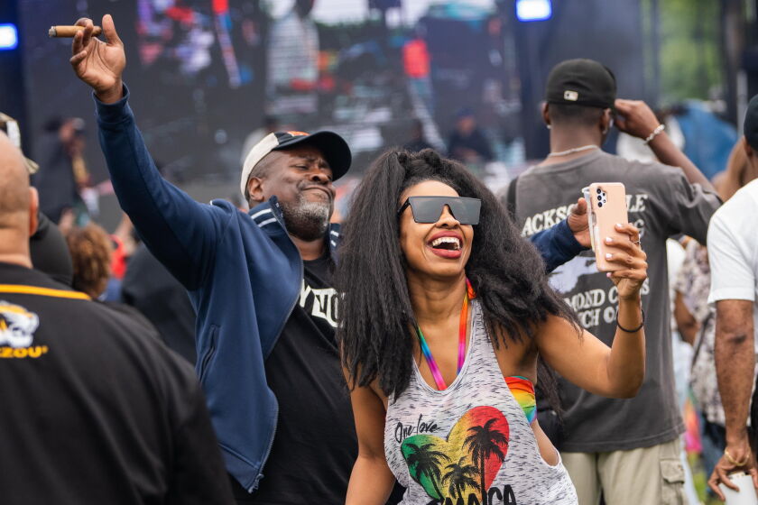 Desiree Taylor from Baltimore dances during the Chosen Few Picnic at Jackson Park in the Woodlawn neighborhood, Saturday, July 8, 2023. The Chosen Few Picnic, now one of the biggest House Music festivals in the country, was born out of a group of South Side DJs called “The Chosen Few Disco, Corp.” who played in basements and eventually gathered with family and friends for a reunion that turned into a yearly festival.