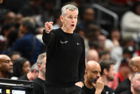Bulls head coach Billy Donovan yells instructions during a game against the Washington Wizards on Thursday, April 9, 2026, in Washington.