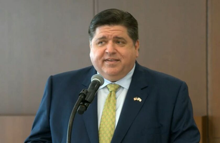 Gov. J.B. Pritzker speaks at the bill-signing ceremony on Tuesday.